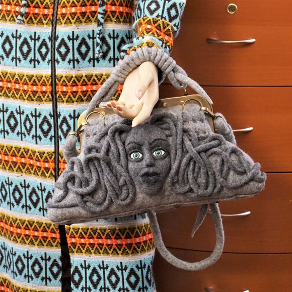 UNIQUE LARGE FELTED BAG RARE GIFT FOR WOMEN - Picture 5 of 14